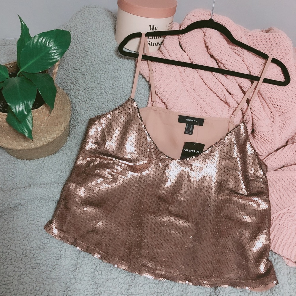 Forever 21 + Rose Gold Sequin Crop Top